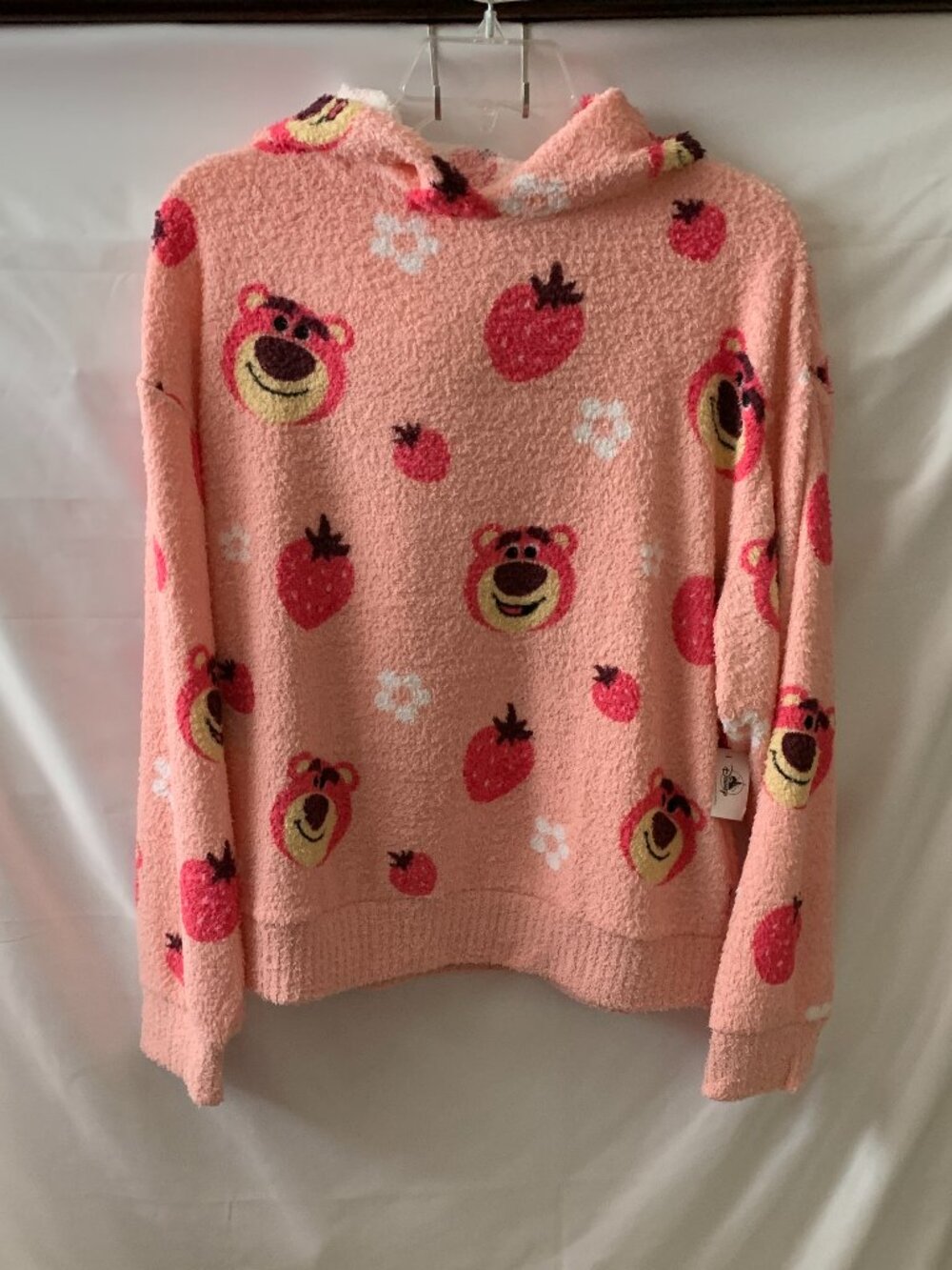 DISNEYLAND RESORT Lotso Sherpa Fuzzy Pullover Hoodie in Pink Sz LARGE